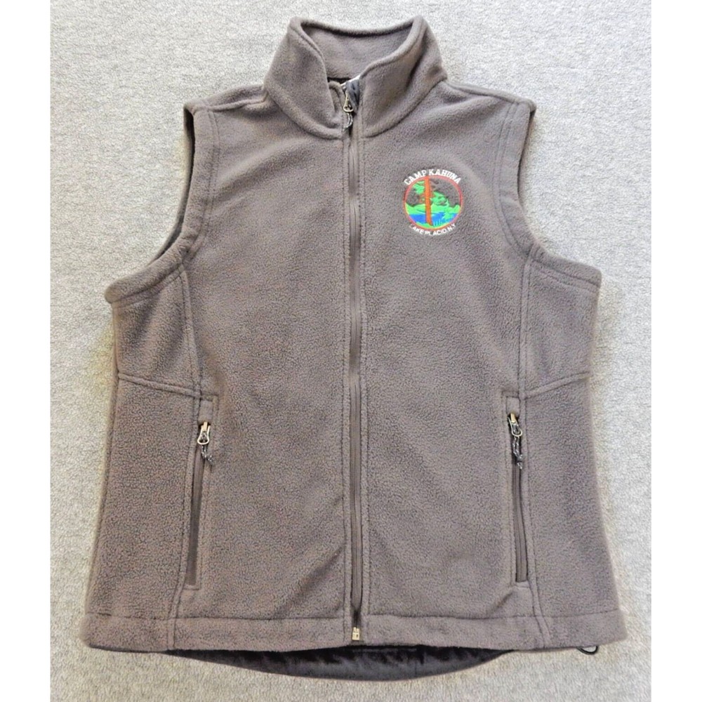 Camp Kahuna Lake Placid Womens Vest Med Grey Fleece NY Embroidered New York ADK